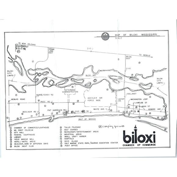 None Other - Vintage Biloxi MS Point of Interest Travel Map Leaflet TF4-B2